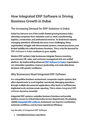 How Integrated ERP Software is Driving Business Growth in Dubai