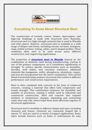 Everything To Know About Structural Steel