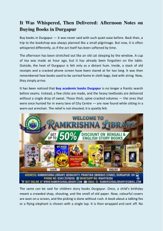 It Was Whispered, Then Delivered Afternoon Notes on Buying Books in Durgapur
