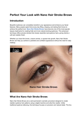 Perfect Your Look with Nano Hair Stroke Brows