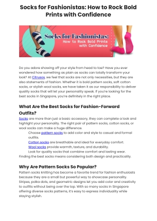 Socks for Fashionistas: How to Rock Bold Prints with Confidence
