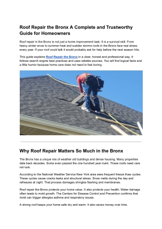 Roof Repair the Bronx A Complete and Trustworthy Guide for Homeowners
