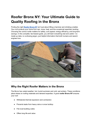 Roofer Bronx NY_ Your Ultimate Guide to Quality Roofing in the Bronx