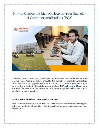 How to Choose the Right College for Your Bachelor of Computer Applications (BCA)
