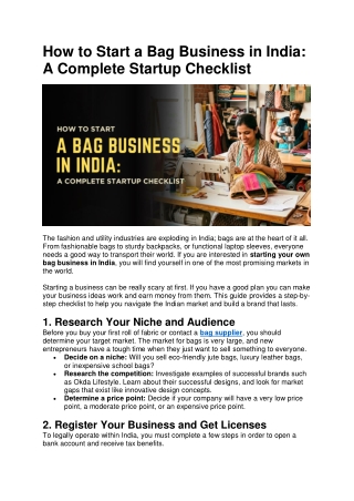 How to Start a Bag Business in India: A Complete Startup Checklist
