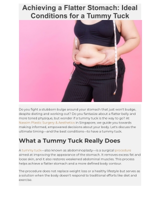Achieving a Flatter Stomach: Ideal Conditions for a Tummy Tuck
