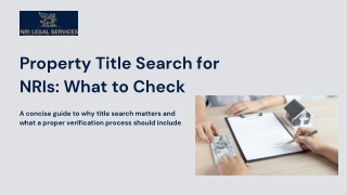 Property Title Search for NRIs What to Check