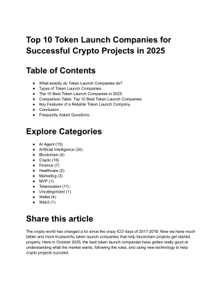 Top 10 Token Launch Companies for Successful Crypto Projects in 2025