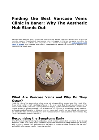 Best varicose veins clinic in Baner - The Aesthetic Hub