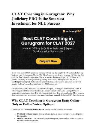 CLAT Coaching in Gurugram Why Judiciary PRO Is the Smartest Investment for NLU Success