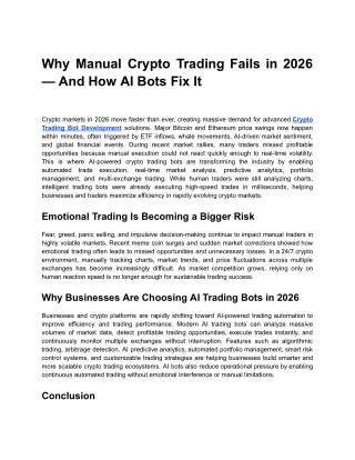 Why Manual Crypto Trading Fails in 2026 — And How AI Bots Fix It