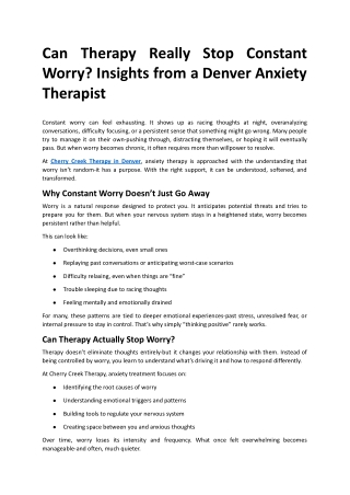 Article#1-Can Therapy Really Stop Constant Worrk Insights from a Denver Anxiety Therapist.docx