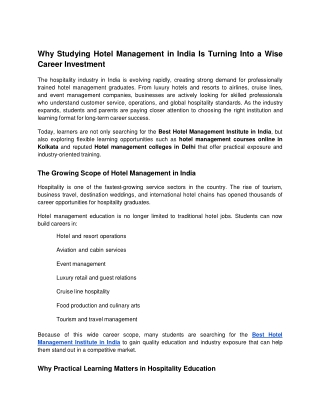 Why Studying Hotel Management in India Is Turning Into a Wise Career Investment (1)
