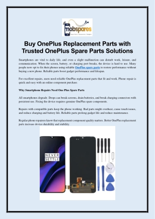 Buy OnePlus Replacement Parts with Trusted OnePlus Spare Parts Solutions