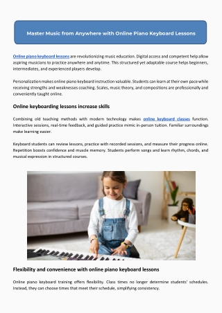 Master Music from Anywhere with Online Piano Keyboard Lessons 1