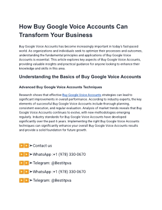 How Buy Google Voice Accounts Can Transform Your Business