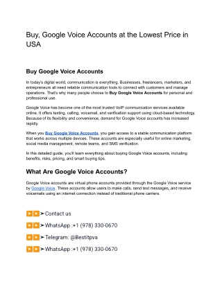 Buy, Google Voice Accounts at the Lowest Price in USA