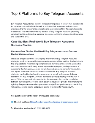 Top 8 Platforms to Buy Telegram Accounts