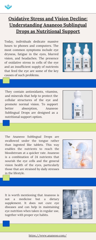 Oxidative Stress and Vision Decline Understanding Ananeoo Sublingual Drops as Nutritional Support