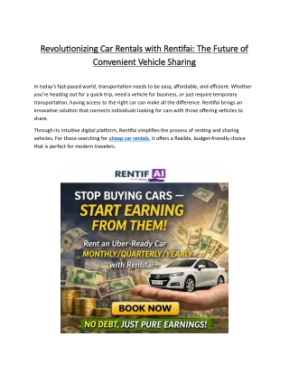Revolutionizing Car Rentals with Rentifai The Future of Convenient Vehicle Sharing