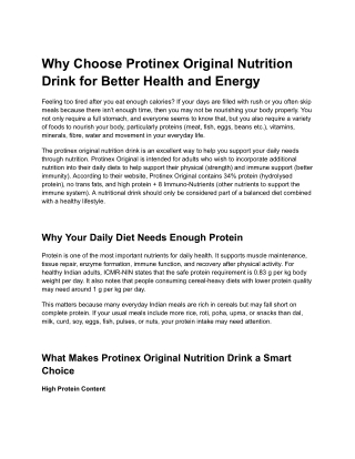 Protinex Original Nutrition Drink for Better Everyday Wellness