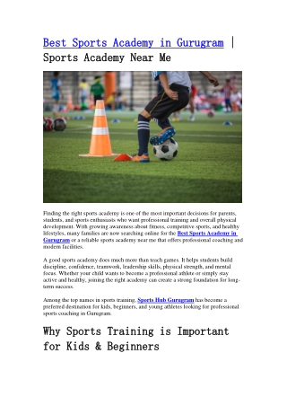 Best Sports Academy in Gurugram Sports Academy Near Me