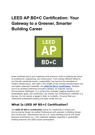 LEED AP BD C Certification_ Your Gateway to a Greener, Smarter Building Career