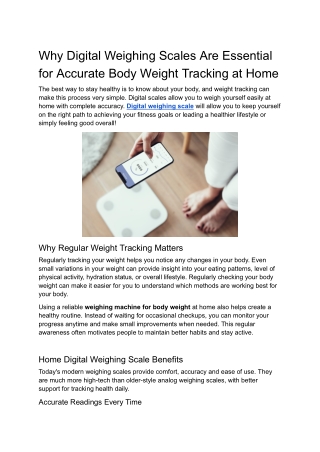 Why Digital Weighing Scales Are Essential for Accurate Body Weight Tracking at Home