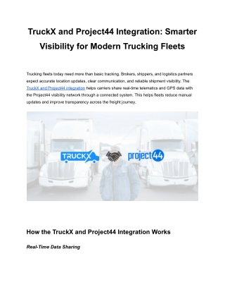 TruckX and project44 Integration for Real-Time Supply Chain Visibility