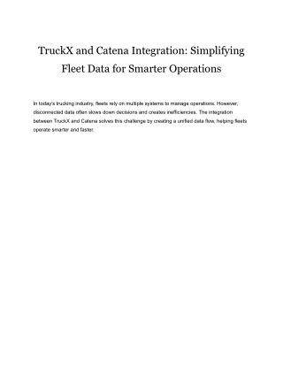 TruckX and Catena Integration for Smarter Fleet Data Management