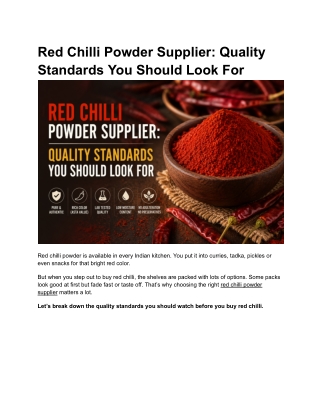 Red Chilli Powder Supplier_ Quality Standards You Should Look For