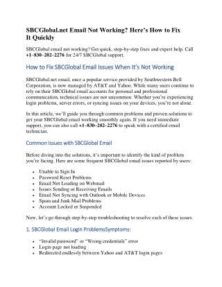 SBCGlobal.net Email Not Working? Here's How to Fix It Quickly