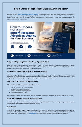 How to Choose the Right Inflight Magazine Advertising Agency for Your Business