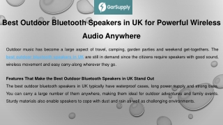 Best Outdoor Bluetooth Speakers in UK for Powerful Wireless Audio Anywhere