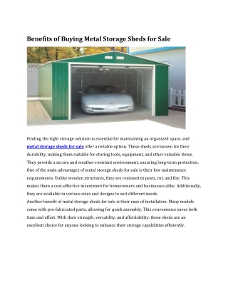 Benefits of Buying Metal Storage Sheds for Sale