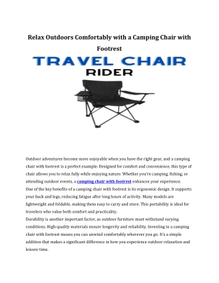 Relax Outdoors Comfortably with a Camping Chair with Footrest