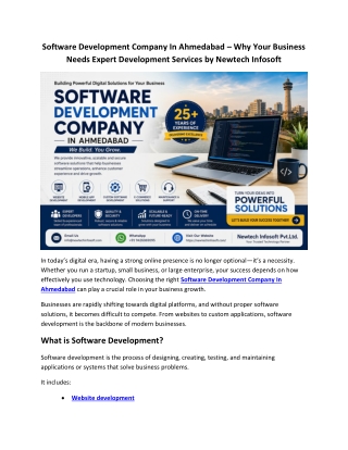 Software Development Company In Ahmedabad – Why Your Business Needs Expert Development Services by Newtech Infosoft