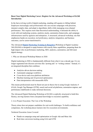 Boost Your Digital Marketing Career: Register for the Advanced Workshop at DA360