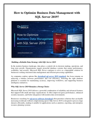How to Optimize Business Data Management with SQL Server 2019?