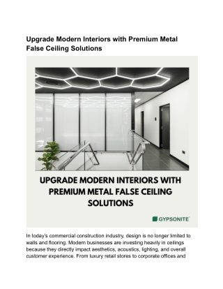Upgrade Modern Interiors with Premium Metal False Ceiling Solutions