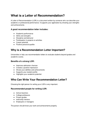 What is a Letter of Recommendation?