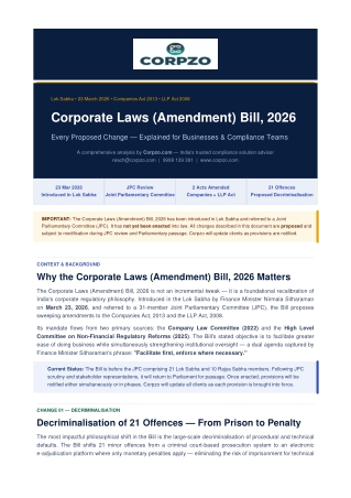 Corporate Laws (Amendment) Bill, 2026