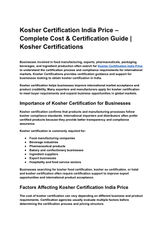 Kosher Certification India Price – Complete Cost & Certification Guide _ Kosher Certifications