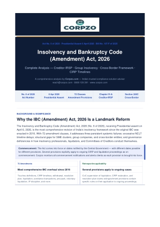 Insolvency and Bankruptcy Code (Amendment) Act, 2026