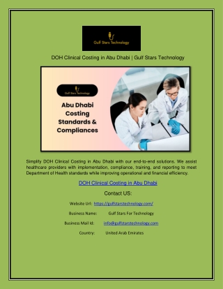DOH Clinical Costing in Abu Dhabi | Gulf Stars Technology