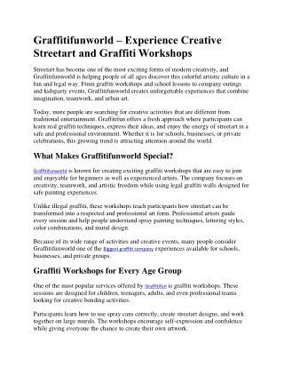 Graffitifunworld — Professional Graffiti Workshops across Europe