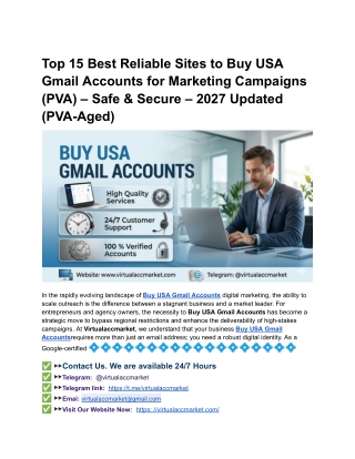 Top 15 Best Reliable Sites to Buy USA Gmail Accounts for Marketing Campaigns (PV