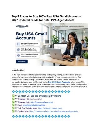 Top 5 Places to Buy 100% Real USA Gmail Accounts: 2027 Updated Guide for Safe, P