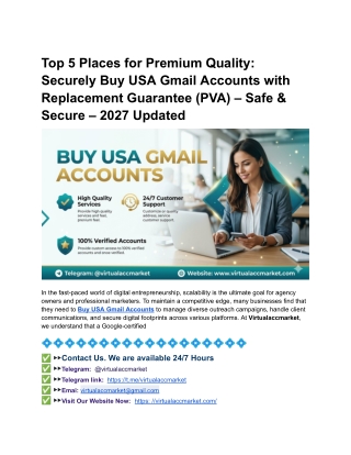 Top 5 Places for Premium Quality: Securely Buy USA Gmail Accounts with Replaceme