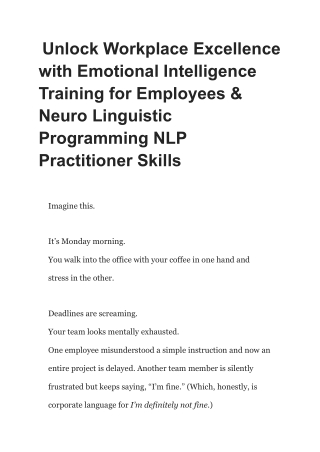 Unlock Workplace Excellence with Emotional Intelligence Training for Employees